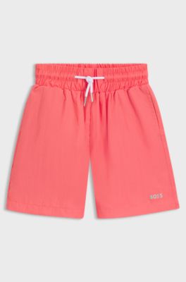Kids-Shorts mit Logo in Metallic-Optik, Hellrot