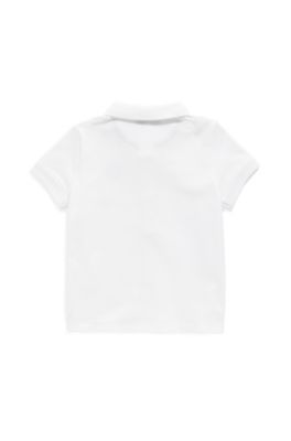 Polo para ni&ntilde;os en piqu&eacute; de algod&oacute;n el&aacute;stico, Blanco