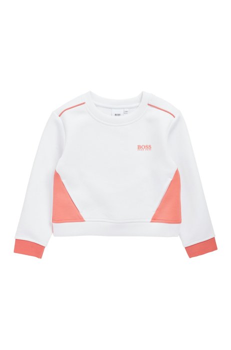 Loungesweater met contrastdetails voor kinderen, Wit