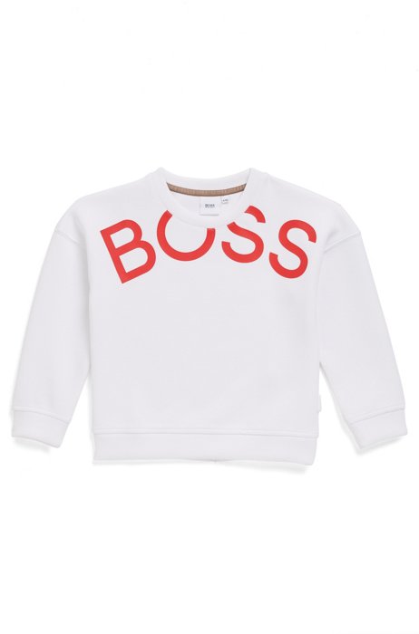Loungesweater voor kinderen met afgesneden logoprint, Wit