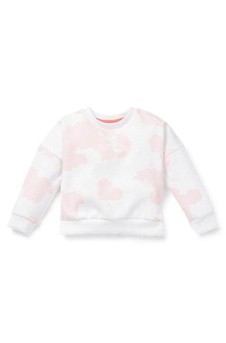 Kindersweater van stretchmateriaal met dessin en logoprint, Bedrukt