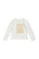 Camiseta de manga larga con logo metalizado para niños, Blanco