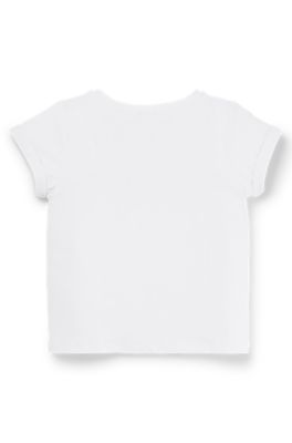 Kids' T-shirt in stretch cotton with logo print, White