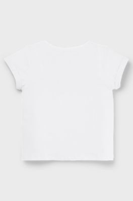 Kids' T-shirt in stretch cotton with logo print, White