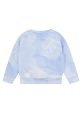 Kids' sweatshirt with all-over print and metallic logo, Light Blue