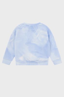 Kids' sweatshirt with all-over print and metallic logo, Light Blue