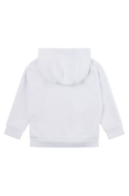 Kindersweater met capuchon, 3D-logo en ritssluiting opzij, Wit