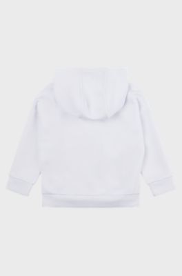 Kids' hooded sweatshirt with 3D logo and side zip, White