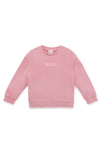 Kids' sweatshirt in French terry cotton with transparent logo, Pink