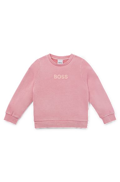 Kids' sweatshirt in French terry cotton with transparent logo, Pink