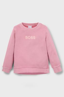 Kids' sweatshirt in French terry cotton with transparent logo, Pink
