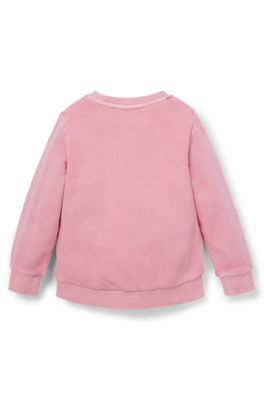 Kids' sweatshirt in French terry cotton with transparent logo, Pink