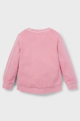 Kids' sweatshirt in French terry cotton with transparent logo, Pink