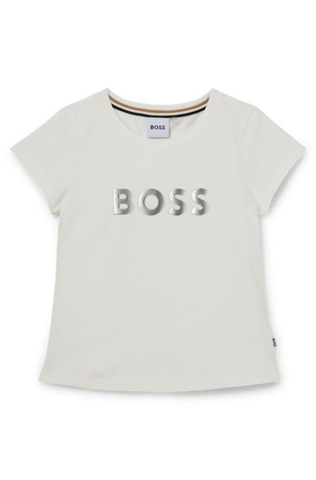 HUGO BOSS Bambina Abbigliamento Top e t-shirt T-shirt T-shirt a maniche corte T-shirt per bambini in cotone elasticizzato con logo stampato 