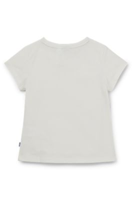 Kids' T-shirt in stretch cotton with logo print, White