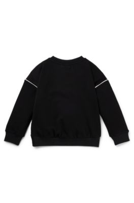 Kids' sweatshirt with glitter-effect logo and contrast piping, Black