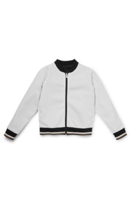 Cardigan reversibile per bambini con zip e dettagli con logo, Bianco