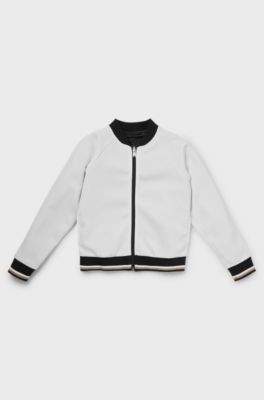 Kids' reversible zip-up cardigan with logo details, White