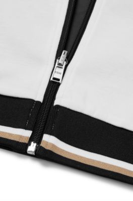 Kids' reversible zip-up cardigan with logo details, White