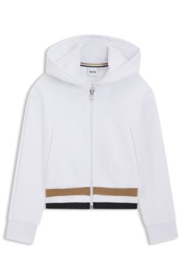 Kids' zip-up hoodie with logo details, White
