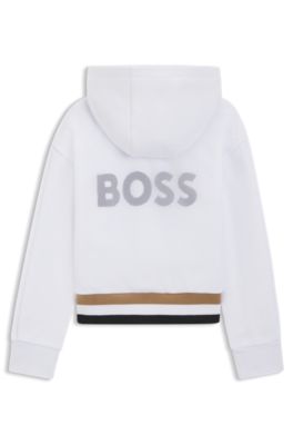 Kids' zip-up hoodie with logo details, White