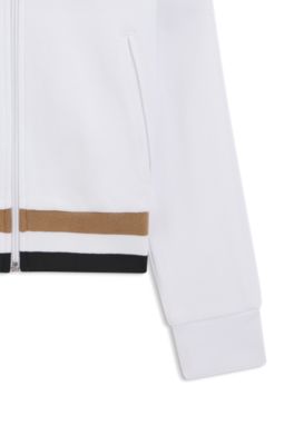 Kids' zip-up hoodie with logo details, White