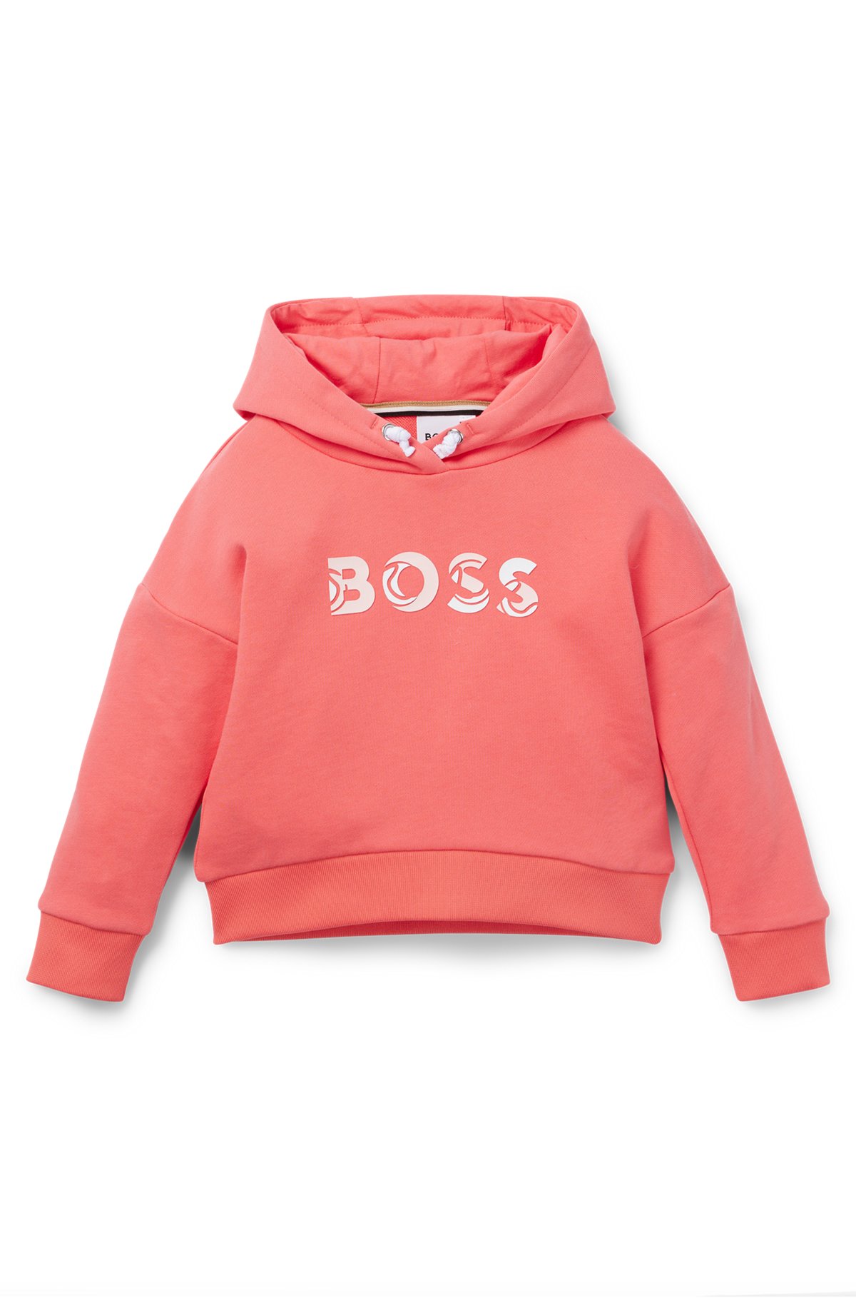 Kids' hoodie in cotton with logo detail, Light Red