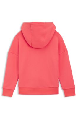 Kids' hoodie in cotton with logo detail, Light Red