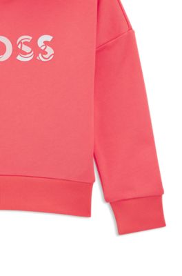 Kids' hoodie in cotton with logo detail, Light Red