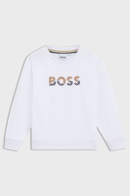 Kids' sweatshirt in cotton with logo print, White