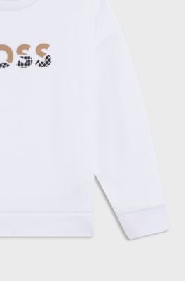 Kids' sweatshirt in cotton with logo print, White