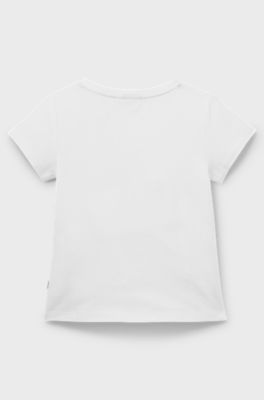 Kids' T-shirt in stretch cotton with logo print, White