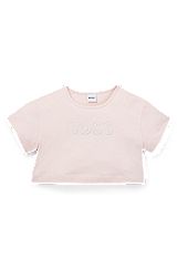 T-shirt Oversize Fit en coton stretch pour enfant avec logo artistique, Rose clair