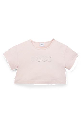 T-shirt Oversize Fit en coton stretch pour enfant avec logo artistique, Rose clair