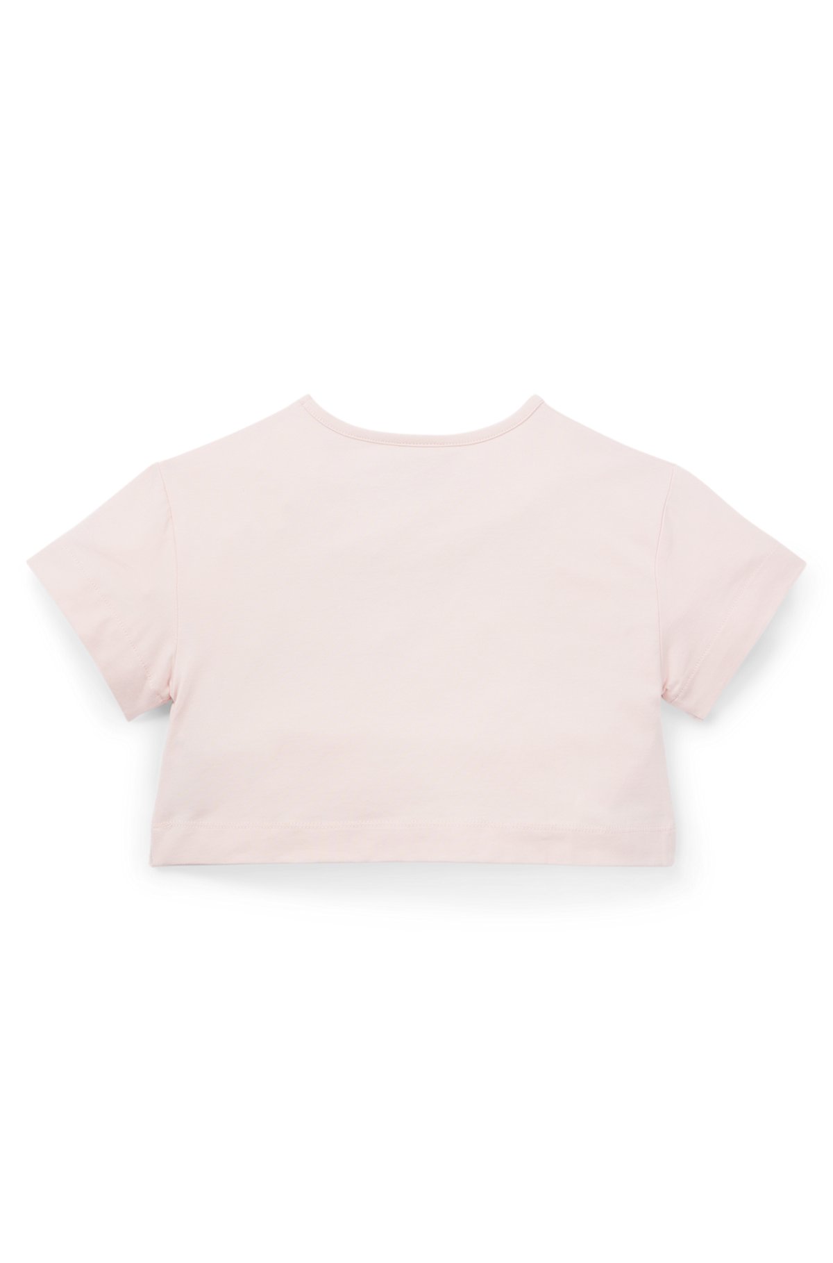 아동용 로고 아트워크 오버사이즈 핏 스트레치 코튼 티셔츠, 라이트 핑크