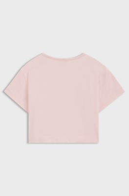 Kids' oversized-fit stretch-cotton T-shirt with logo artwork, light pink