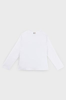 Kids' long-sleeved T-shirt with signature-stripe details, White