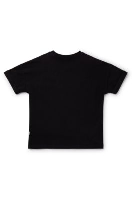 Kids' T-shirt in stretch cotton with gradient logo print, Black