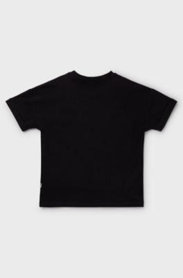 Kids' T-shirt in stretch cotton with gradient logo print, Black