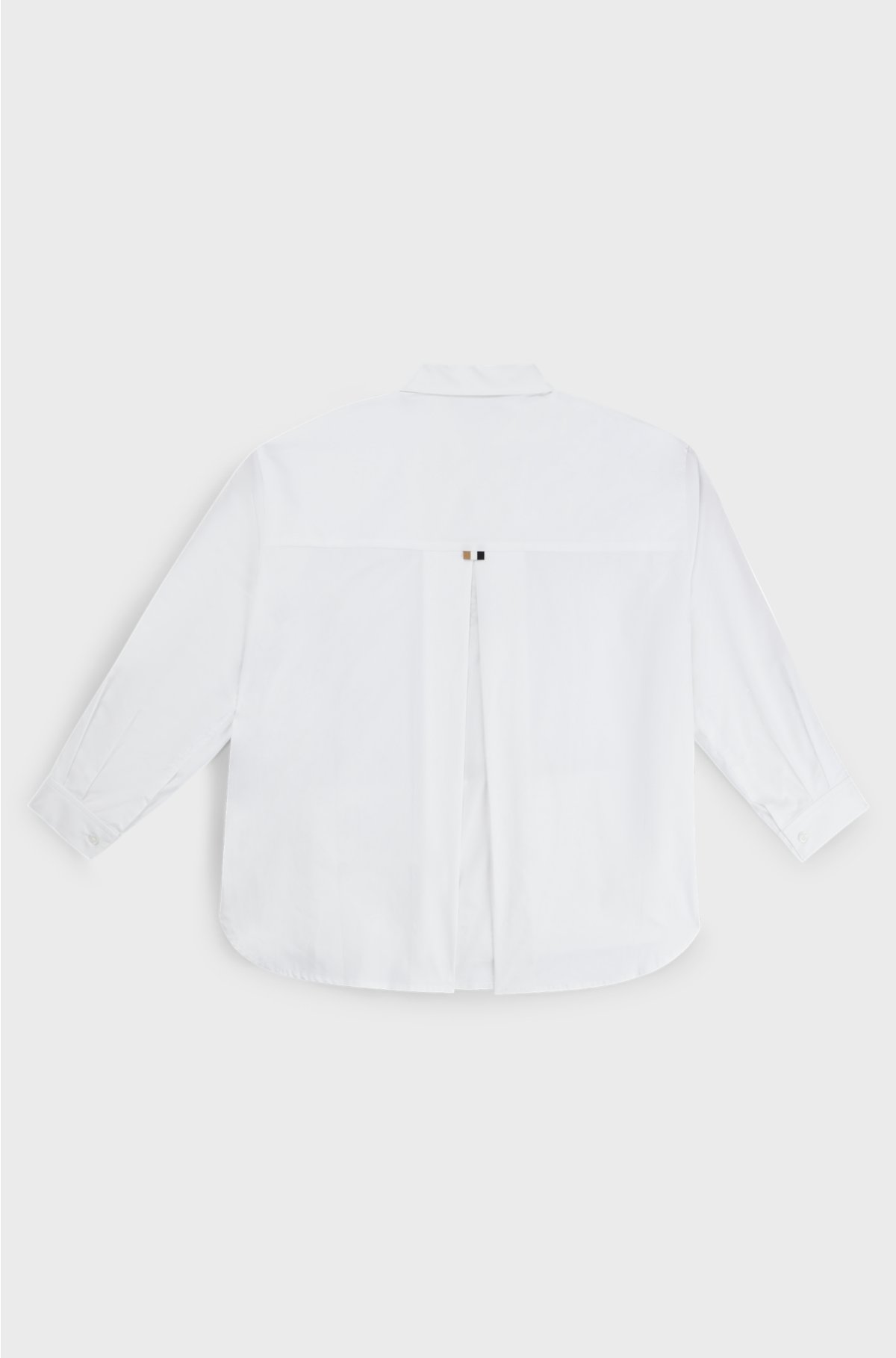 Kids' shirt in cotton poplin with signature-stripe sleeves, White