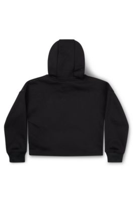 Felpa con cappuccio per bambini in misto cotone con logo, Nero