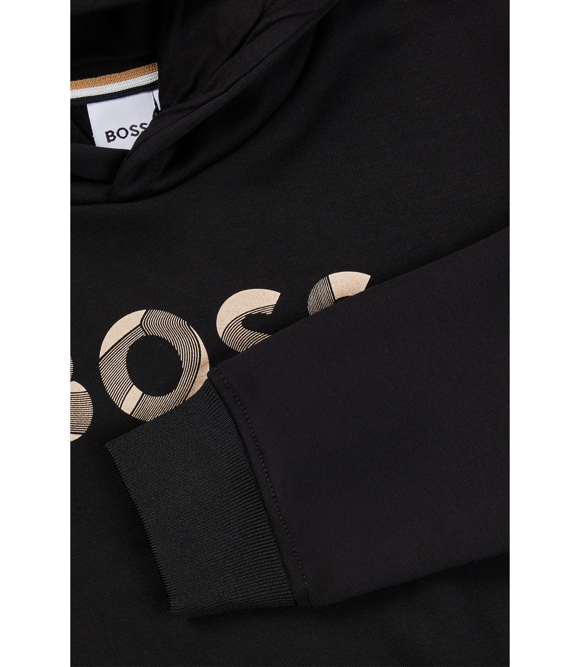 【son and daughter 】ブラック BOSS - Kids-Sweatshirt aus Baumwoll-Mix mit Kapuze und Logo-Detail