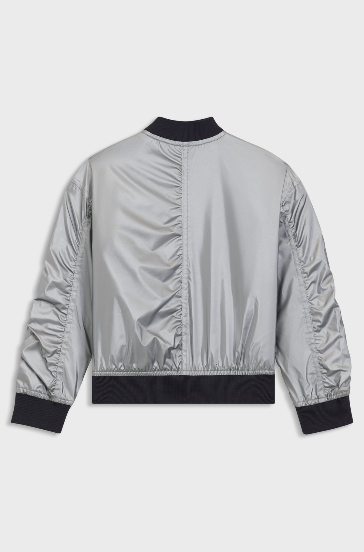 BOSS - Kids' metallic bomber jacket with contrast trims - Silver BOSS - Kids' metallic bomber jacket with contrast trims - Silver