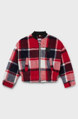 Kids' checked jacket with logo details, Red