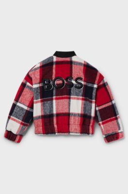 Kids' checked jacket with logo details, Red