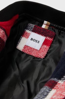 Kids' checked jacket with logo details, Red