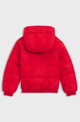 Kids' hooded jacket with embossed and printed logos, Red