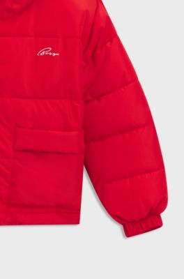 Kids' hooded jacket with embossed and printed logos, Red