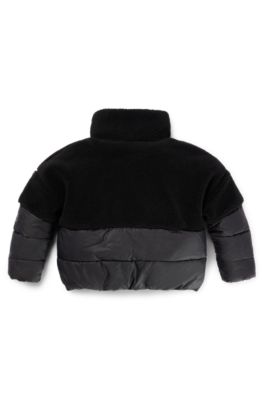 Hybride kinderjas met logoprint, Zwart