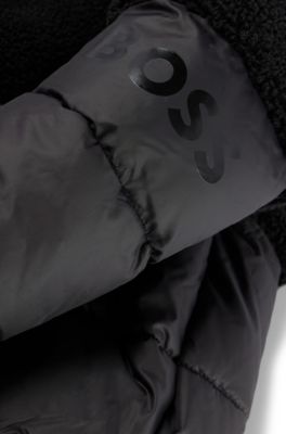 Hybride kinderjas met logoprint, Zwart